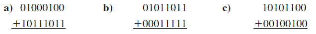 Add the following unsigned binary numbers as shown.  <div style=padding-top: 35px> 