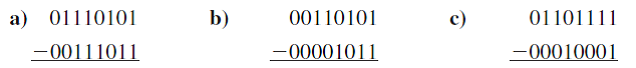 Subtract the following signed binary numbers as shown using two's complement arithmetic.  <div style=padding-top: 35px> 