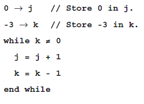 Suppose a computer uses 4-bit one's complement representation. Ignoring overflows, what value will be stored in the variable j after the following pseudocode routine terminates?  <div style=padding-top: 35px> 