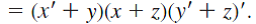 Using DeMorgan's Law, write an expression for the complement of F if F ( x,y,z )  <div style=padding-top: 35px> 