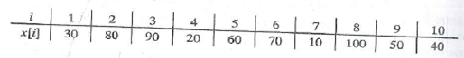 The double-ended selection sort algorithm described in Exercise 4 can be improved by using a more efficient method for determining the smallest and largest elements in a (sub)list. One such algorithm is known as Min-Max Sort.  Consider a list x 1 ,…, x n , where n is even. 1. For i ranging from 1 to n / 2, compare x i with x n + 1 - i and interchange them if x i x n + 1 -i. This establishes a rainbow pattern in which x 1 ? x n , x 2 ? x n - 1 , x 3 ? x n - 2 , and so on and guarantees that the smallest element of the list is in the first half of the list and that the largest element is in the second half. 2. Repeat the following for the list x 1 ,…,x n , then for the sublist x 2 ,…, x n - 1 , and so on: i. Find the smallest element x S in the first half and the largest element in the second half X L , and swap them with the elements in the first and last positions of this (sub)list, respectively. ii. Restore the rainbow pattern by comparing x S with x n + 1 ? S and x L with x n + 1 ? L , interchanging as necessary. a. For the following array x , show x after Step 1 is executed, and then after each pass through the loop in Step 2:     b. Write a function to implement this sorting algorithm.