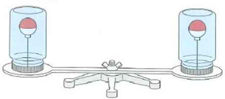 The apparatus illustrated in Fig. is used to demonstrate forces in a rotating system. The floats are in jars of water. When the arm is rotated, which way will the floats move Does it make a difference which way the arm is rotated FIGURE When set in motion, a rotating system See Conceptual Question.