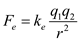 Coulomb's law states that the electro static force between the two charges is directly proportional to the charge of each particle and inversely proportional to the square of the distance between the two charges. Here, is the Coulomb's constant, is the charge of the particle 1, is the charge of the particle 2, and is the distance between the two particles. The number of force acts on the charge is shown in the below figure. The magnitude of the restoring force of the spring along the horizontal-direction is, Here, is force constant of the spring and is stretched length of the spring. The magnitude of the restoring force of the spring is balanced with the electrostatic force between the two charges. Rewrite the equation for . Substitute for , for , for , and for . Therefore, the force constant of the spring is .