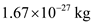 (a) The electric force experienced by the proton that was placed in the electric field is given as follows: Here, q is the charge of the proton and E is the strength of the electric field. The Newton's second law of motion states that the force acting on a moving proton is equal to product of the mass of the proton to its acceleration. Thus, Here, m is mass of the proton and is its acceleration. Rearrange the equation for a. Substitute for q , for E , and for . Therefore, the acceleration of the proton is . (b) The kinematic equation that relates he final velocity of the proton and its acceleration is, Here, is the final velocity of the proton, is the initial velocity of the proton, and t is the time taken to attain the final velocity. Since the proton is initially at rest, its initial velocity is zero, so, the above equation changes as, Rearrange above equation for t. Substitute for and for a. Therefore, the time taken is . (c) The displacement of the proton is, Since the proton is initially at rest, its initial velocity is zero. Substitute for , and for a , so, the above equation changes as, Therefore, the displacement of the proton is . (d) The final kinetic energy of the proton is, Substitute for m and for . Therefore, the final kinetic energy of the proton is .