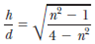 A person looking into an empty container is able to see the far edge of the container's bottom, as shown in Figure P22.23a. The height of the container is h , and its width is d. When the container is completely filled with a fluid of index of refraction n and viewed from the same angle, the person can see the center of a coin at the middle of the container's bottom, as shown in Figure P22.23b. (a) Show that the ratio h/d is given by (b) Assuming the container has a width of 8.00 cm and is filled with water, use the expression above to find the height of the container.