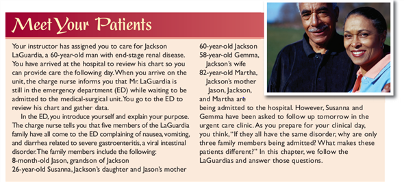  Based on the information presented in the MeetYour Patients scenario, rank the members of the LaGuardia family based on total body water content. Does this information help you understand which family members were admitted to the hospital?<div style=padding-top: 35px> 