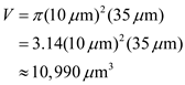 Escherichia coli has a diameter of 1 um and a length of 2 µ m. Therefore, calculate the volume of the cell, Substitute the given values: Human Liver Cells are roughly spherical, with a diameter of 20 µ m. Therefore: Palisade cells are cylindrical, with a diameter of 20 and a length of 35 . Therefore: Now we have the individual volumes for each cell type, we can easily find the quantity of bacterial cells that would fit inside a human liver cell. Hence, the number of bacterial cells that would fit in the internal volume of a human liver cell are 2,667 cells. Now calculate the number of liver cells that would fit inside a palisade cell. Hence, the number of liver cells that would fit in the inside a palisade cell are 2.62 cells.