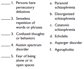 Match the following by placing the correct letter in the column: