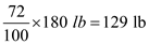 The information of % fat can be used to estimate one's health status relative to fitness. The body weight that is associated with a specific fitness standard can be measured by calculating the fat-free weight of the body and then calculating the goal weight. The following is the information provided: Age of the subject = 20 years Weight of the subject = 180 lb Fat composition = 28% Target fat composition = 17% Step 1: The fat-free weight is calculated: Given that fat composition iS<sub>2</sub>8%, fat free mass composition is 100 - 28 = 72% The fat free body weight = Step 2: Goal % fat is expressed as fraction, and the target body weight to achieve the goal % fat is calculated using the following formula: Therefore, the target body weight to achieve 17% fat is
