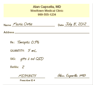 In Exercises 5, refer to prescription 1. Prescription 1 By what route should this medication be administered?