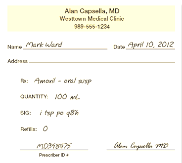 In Exercises 6, refer to prescription B. Prescription B What components, if any, are missing from prescription B?