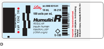 In Exercises 14, refer to label D.    What is the dosage strength of the insulin?