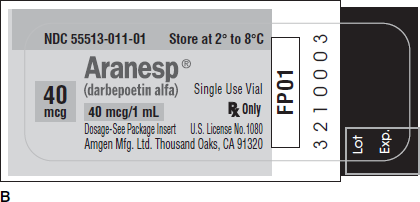 Ordered: Aranesp 60 mcg  On hand: Refer to Label B.  