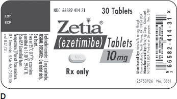 Ordered: Zetia 10 mg po daily  On hand: Refer to Label D. Tablets are scored.  