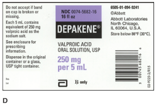In Exercises 10, calculate the amount to administer. Ordered: Depakene 125 mg PO bid On hand: Refer to label D. Administer: _____