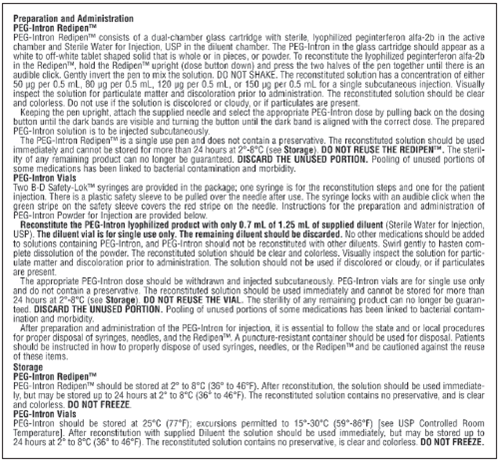 Ordered: PegIntron™ 180 mcg sub-q weekly On hand: Refer to the label A and package insert below.    PegIntron™ label    PegIntron™ package insert What should you do with the rest of the diluent?