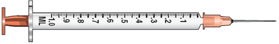 In Exercises 4, find the amount to administer, then mark the syringe. Ordered: Epogen 1400 U Sub-Q tiw On hand: Epogen 2000 U/mL