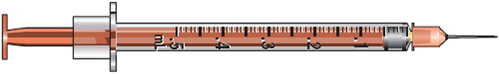 In Exercises 10, find the amount to administer, then mark the syringe. Ordered: Epinephrine 0.5 mg Sub-Q stat On hand: Epinephrine 1:200 solution