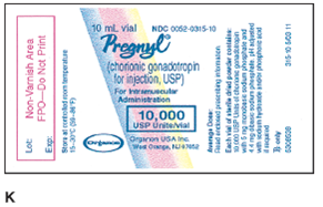 In Exercises 27, refer to the package insert for Pregnyl. Ordered: Pregnyl 2,500 units IM every other day. On hand: 10,000 unit vial of Pregnyl for IM use. See Figure K and L. How much diluent should be used to reconstitute Pregnyl for IM use?