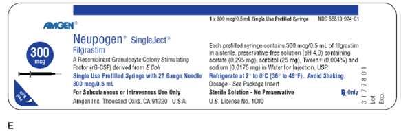 For Exercises 13, find the amount to administer, and then determine the proper syringe and write it in the space provided. Ordered: Neupogen 180 mcg Sub-Q qd On hand: Refer to label E. Administer: __________nge: __________