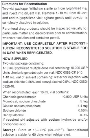 In Exercises 12, refer to the following order, label, and package insert. Ordered: Pregnyl 5000 USP units IM every other day How should the medication be mixed and then stored after reconstitution?