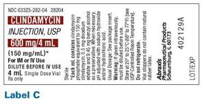 Answer the following questions. Calculate the safe IM dosage range for a 3-year-old weighing 33 pounds. See label C and package insert information. Clindamycin package insert information: IM, IV (infants 1 month) 3.75-5 mg/kg every 6 hours IM, IV (children 1 month) 5-13.3 mg/kg every 8 hours