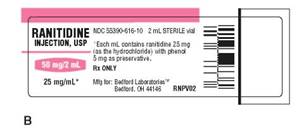 In Exercises 14, determine if the order is safe. If it is, then determine the amount to administer. The patient is a 7-year-old child who weighs 52 lb. Ordered: Ranitidine 30 mg IV q8h On hand: Refer to labels B and C.