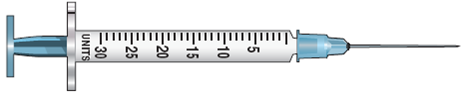 In Exercises 1, refer to labels A-G. Select the label corresponding to each order. Then mark the desired amount of insulin on the syringe. Ordered: Novolin R 12 units Sub-Q ac breakfast Select vial: ____