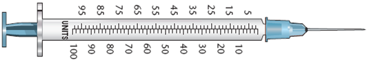 In Exercises 3, refer to labels A-G. Select the label corresponding to each order. Then mark the desired amount of insulin on the syringe.          Ordered: Novolin N 35 units Sub-Q qd Select vial: _____  