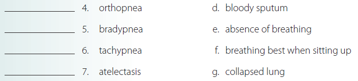 Match the breathing term on the left with its description on the right.