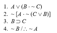 Short Truth Table Test for Invalidity Use the short truth table method to show that the following arguments are invalid: -