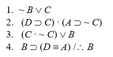 Short Truth Table Test for Consistency Use the short truth table method to show that the following sets of premises are consistent: -