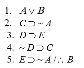 Proofs with CP or IP Prove valid, using the eighteen valid argument forms and CP or IP: -