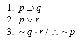 Use the truth-tree method to determine the validity/invalidity of the following argument forms: -