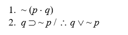 Use the truth-tree method to determine the validity/invalidity of the following argument forms: -