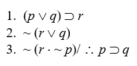 Use the truth-tree method to determine the validity/invalidity of the following argument forms: -