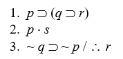 Use the truth-tree method to determine the validity/invalidity of the following argument forms: -