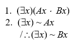 Proving invalidity Prove that the following arguments are invalid by either the interpretation method or by the expansion method: - <div style=padding-top: 35px> 
