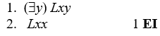 Explain, using a concrete example, why we should not allow the following inference when using \textbf{ EI } . What restriction then is required on the use of \textbf{ EI? }