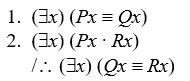 Use the truth-tree method to determine the validity/invalidity of the following arguments. If invalid, use the constants in an open path to expand the premises and conclusion and assign truth-values to show the invalidity. -