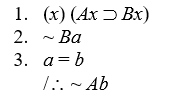 Proofs with identity. Prove the validity of the following arguments: -