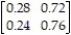 <strong>The transition matrix for a Markov process is: Find .</strong> A) B) C) D)