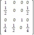 <strong>Find the fundamental matrix F for the absorbing Markov chain with the given matrix. Express your answer in fraction form. </strong> A) B) C) D)
