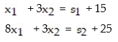 <strong>Write the e-system obtained via slack variables for the linear programming problem: - </strong> A) B) C) D)