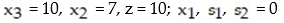 <strong>Pivot once about the circled element in the simplex tableau, and read the solution from the result: - </strong> A) B) C) D)