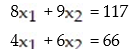 Write the system as a matrix equation of the form AX = B: -