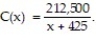 Suppose the cost per ton, y, to build an oil platform of x thousand tons is approximated by   What is the cost per ton for  
