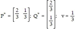 <strong>Solve the matrix game M =   indicating optimal strategies   and   for R and C respectively, and the value v of the game.</strong> A)   B)   C)   D)   <div style=padding-top: 35px> 