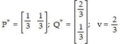 <strong>Solve the matrix game M =   indicating optimal strategies   and   for R and C respectively, and the value v of the game.</strong> A)   B)   C)   D)   <div style=padding-top: 35px> 