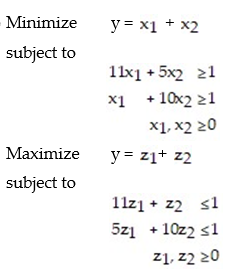 <strong>Suppose a matrix game has the following nonstrictly determined matrix:   Set up (but do not solve), the two corresponding linear programming problem used to solve this matrix game.</strong> A)   B)   <div style=padding-top: 35px> 
